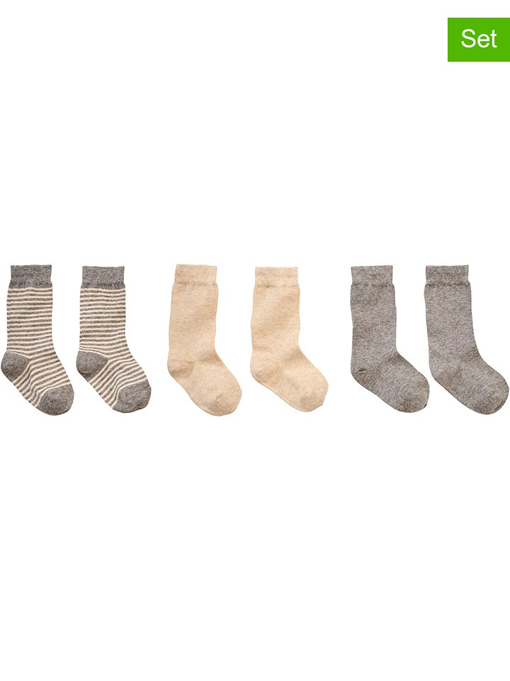 JAKO-O Skarpety (3 pary) w kolorze beżowo-szarym rozmiar: 15-18