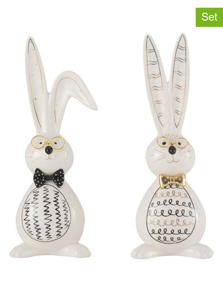 J Line Figurki dekoracyjne (2 szt.) "Robert" w kolorze białym - wys. 28 cm rozmiar: onesize