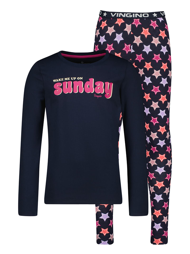 Vingino Piżama "Wende" w kolorze granatowym ze wzorem rozmiar: 122/128