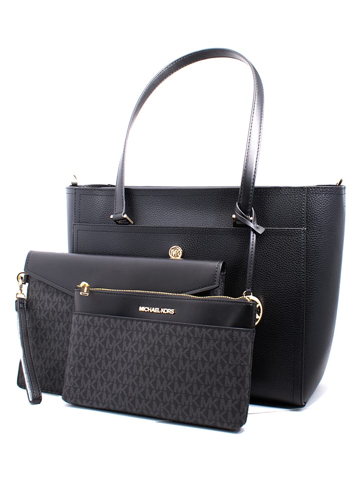 Michael Kors Skórzana torebka w kolorze czarnym - 43 x 28 x 13,5 cm rozmiar: onesize