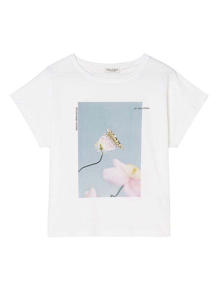 Marc O'Polo Koszulka w kolorze białym ze wzorem rozmiar: XS