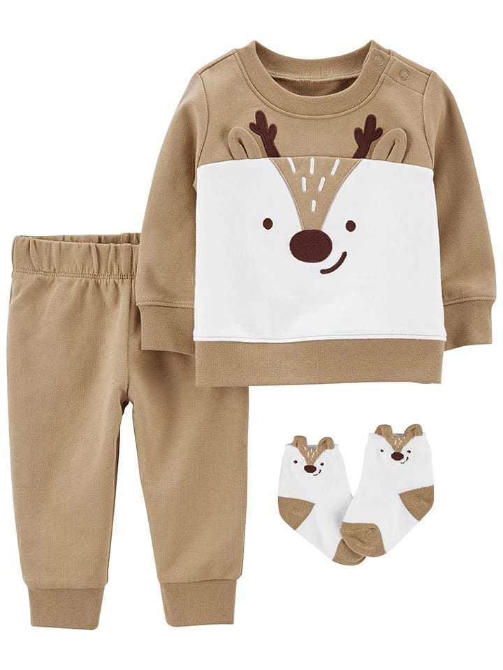 carter's 3-częściowy zestaw w kolorze jasnobrązowym rozmiar: 80