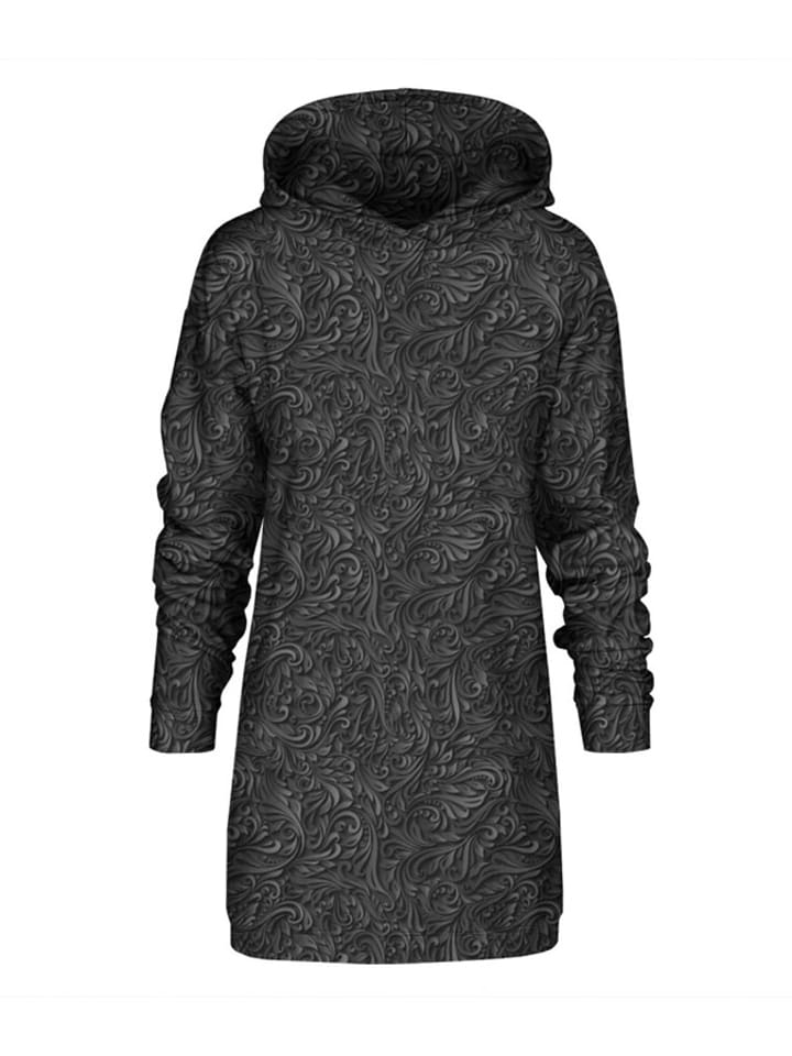 Sukienka dresowa w kolorze antracytowym ze wzorem