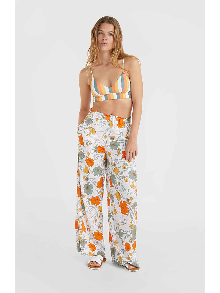 O'Neill Spodnie "Malia" w kolorze białym ze wzorem rozmiar: L