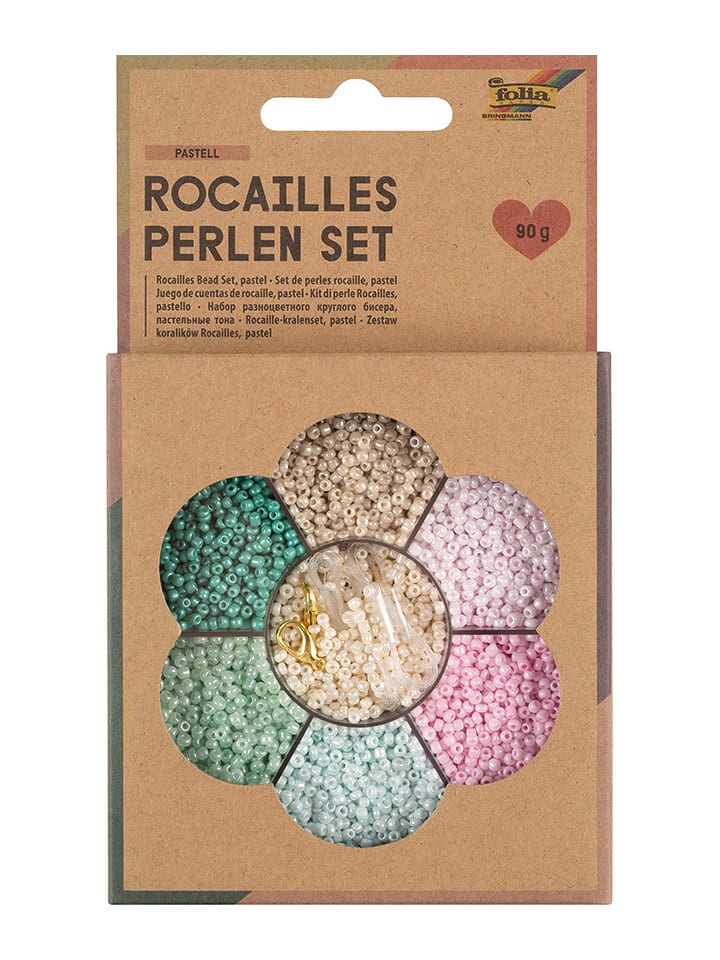 folia PAPER Zestaw koralików w kolorze turkusowo-jansoróżowym - 90 g rozmiar: onesize