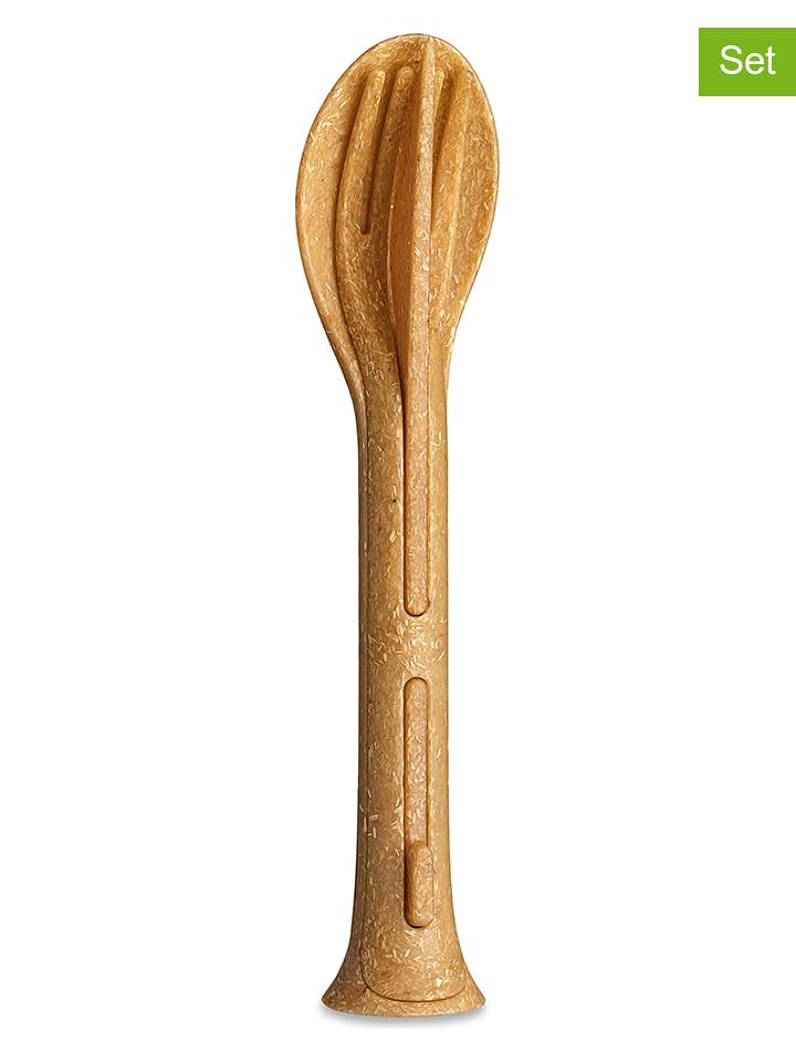 koziol 3-częściowy zestaw sztućców w kolorze jasnobrązowym - dł. 17 cm rozmiar: onesize