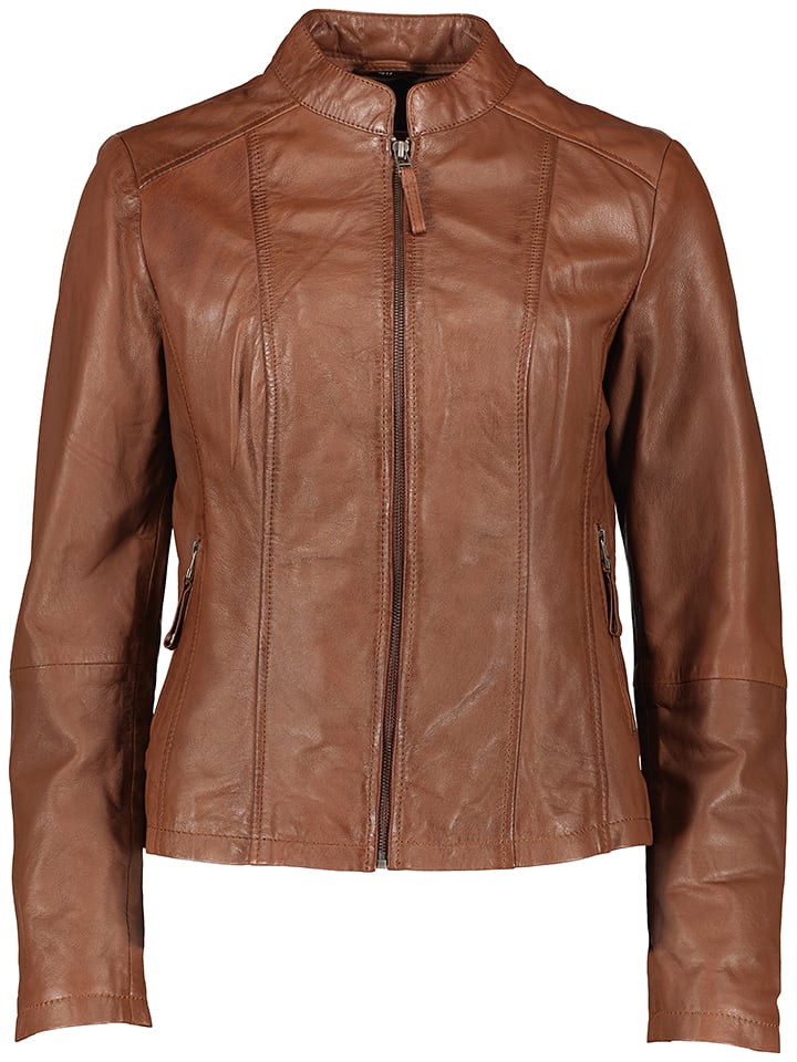 7eleven Skórzana kurtka "Cruz" w kolorze jasnobrązowym rozmiar: 42