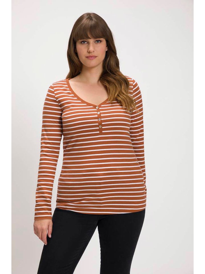 Ulla Popken Koszulka w kolorze pomarańczowo-białym rozmiar: 50/52
