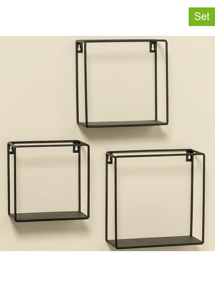 Boltze Regały ścienne (3 szt.) "Franco" w kolorze czarnym rozmiar: onesize