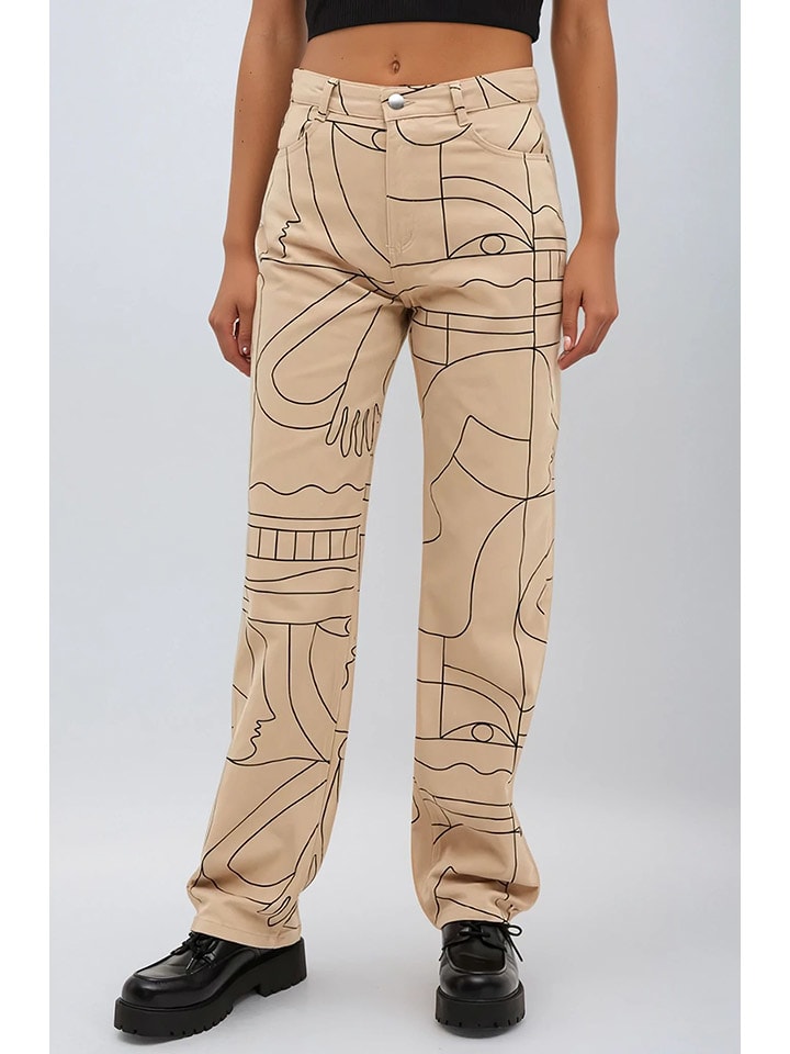 Monki Spodnie w kolorze beżowym rozmiar: 38