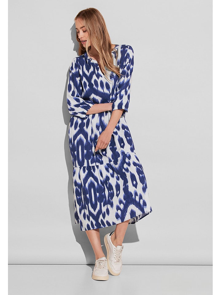 Street One Lniana sukienka w kolorze niebiesko-białym rozmiar: 38