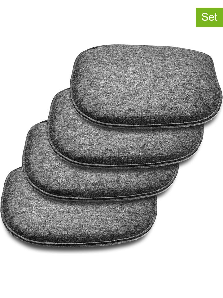 Gartenfreude Poduszki (4 szt.) w kolorze szaro-antracytowym do siedzenia - 40 x 39 cm rozmiar: onesize