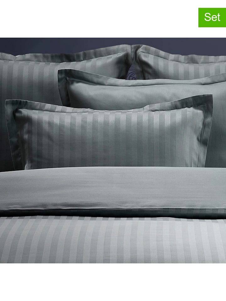 maison héritage PARIS Satynowe poszewki (2 szt.) "Dobby" w kolorze ciemnoszarym na poduszkę rozmiar: 80x80 cm