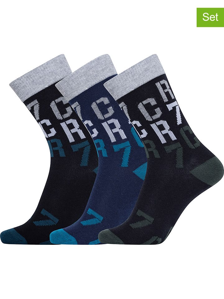 CR7 Skarpety (3 pary) w kolorze czarno-granatowym rozmiar: 35-39