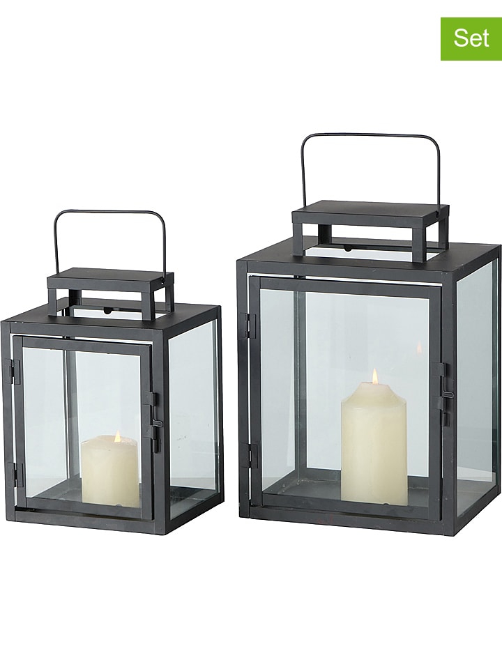 Lampiony (2 szt.) "Damien" w kolorze czarnym