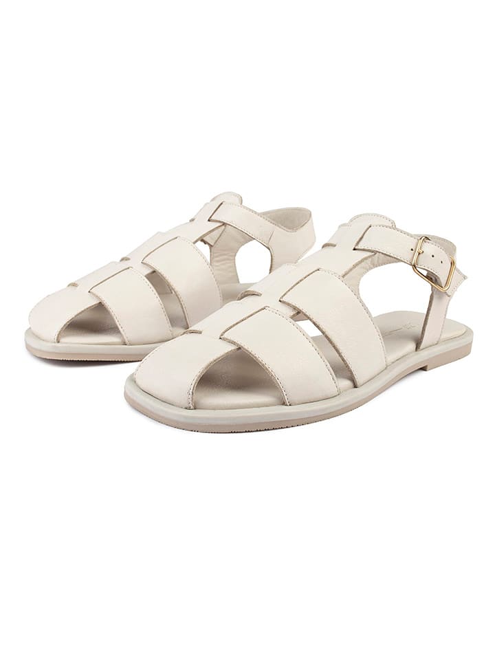 loft37 Skórzane półsandały "Get Back" w kolorze kremowym rozmiar: 39