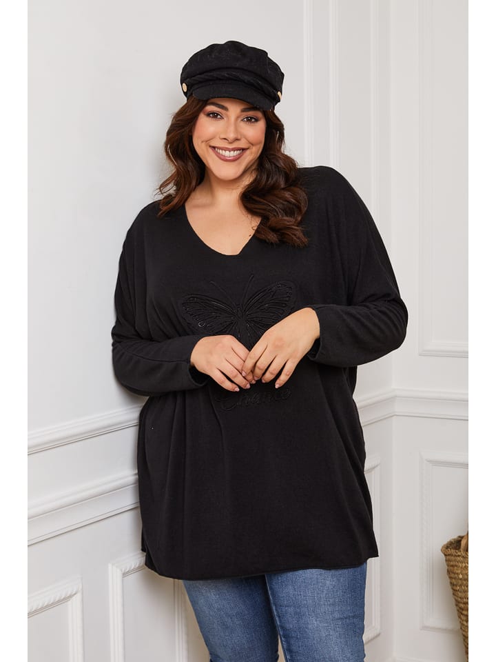 Plus Size Company Sweter "Peachys" w kolorze czarnym rozmiar: 46