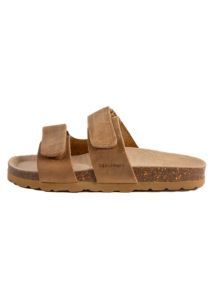 BABUNKERS Family Skórzane klapki w kolorze brązowym rozmiar: 39