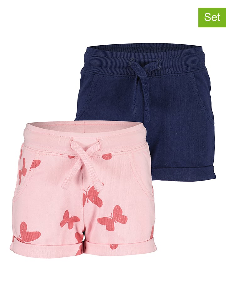 Blue Seven Szorty (2 pary) w kolorze granatowym i jasnoróżowym rozmiar: 98