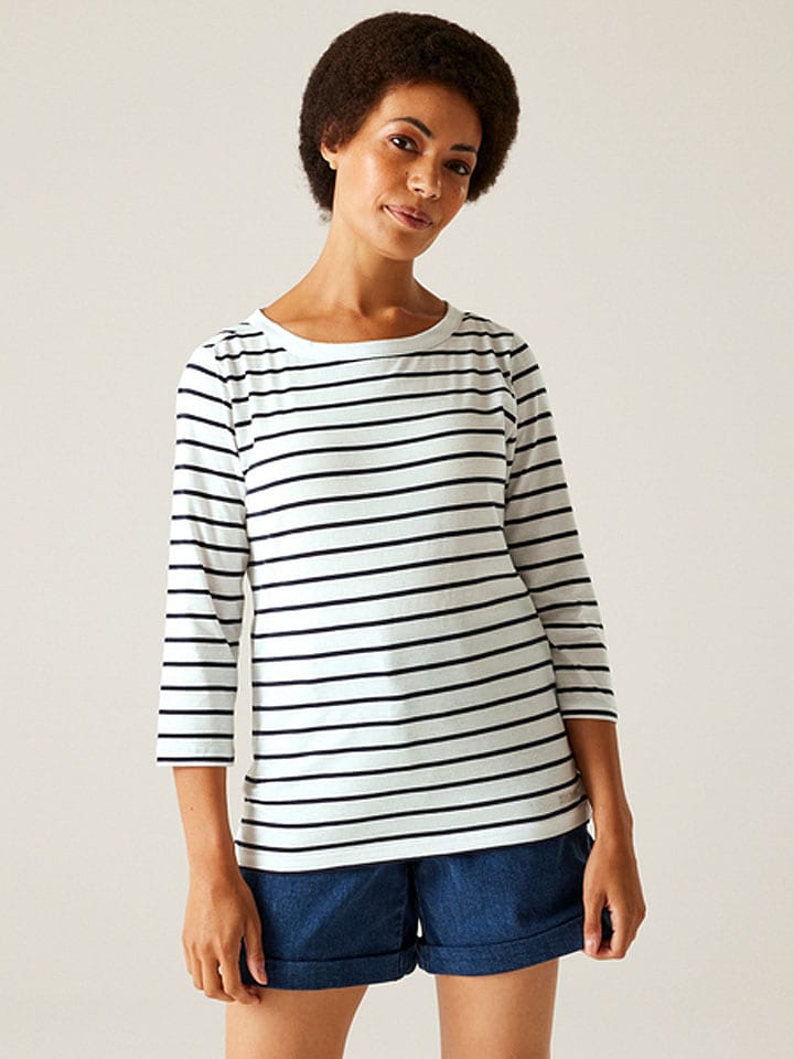 Regatta Koszulka "Baylette II" w kolorze biało-granatowym rozmiar: 34