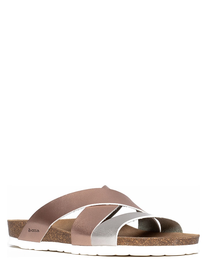 Klapki w kolorze srebrno-różowozłotym