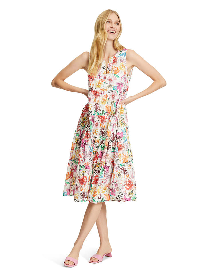 Vera Mont Sukienka w kolorze białym ze wzorem rozmiar: 42