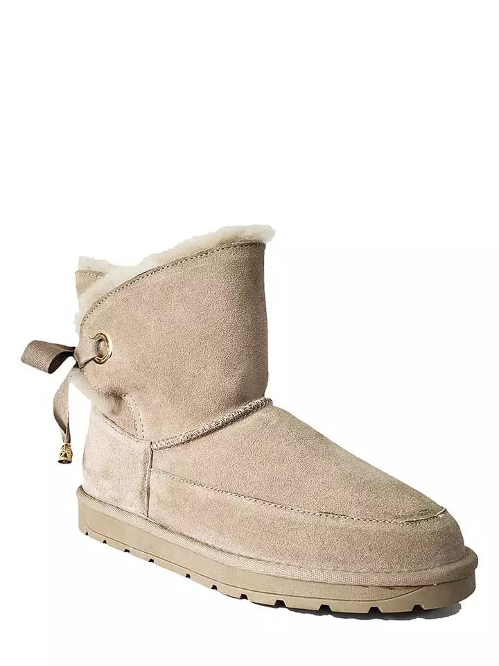 NICEBAY Skórzane botki zimowe "Chloe" w kolorze beżowym rozmiar: 38