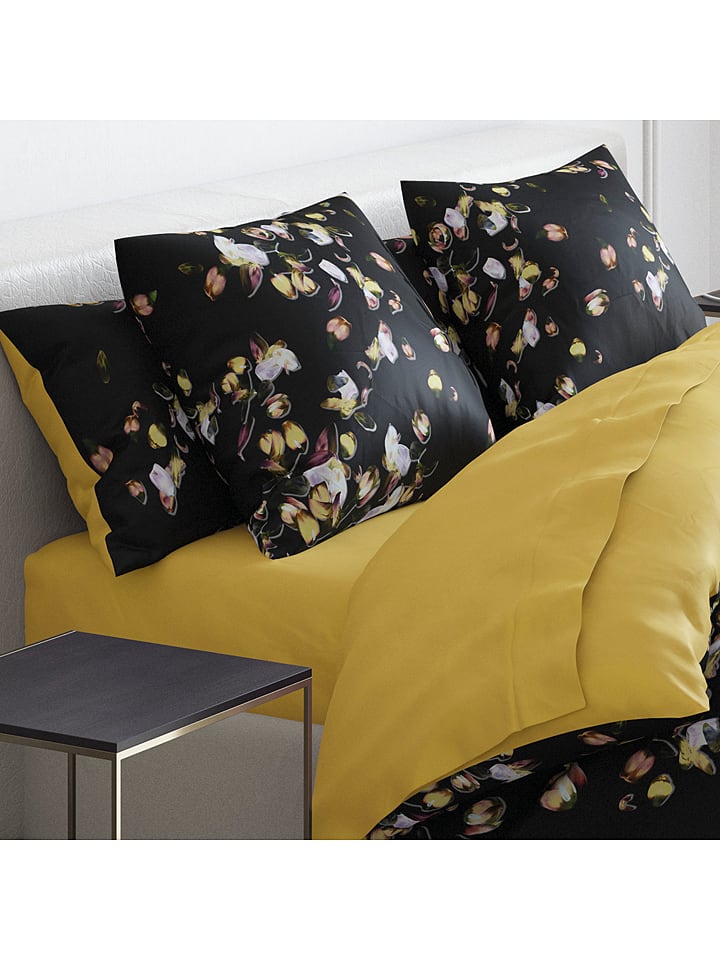 Cacharel Prześcieradło satynowe "Uni" w kolorze żółtym z gumką rozmiar: 180x200 cm