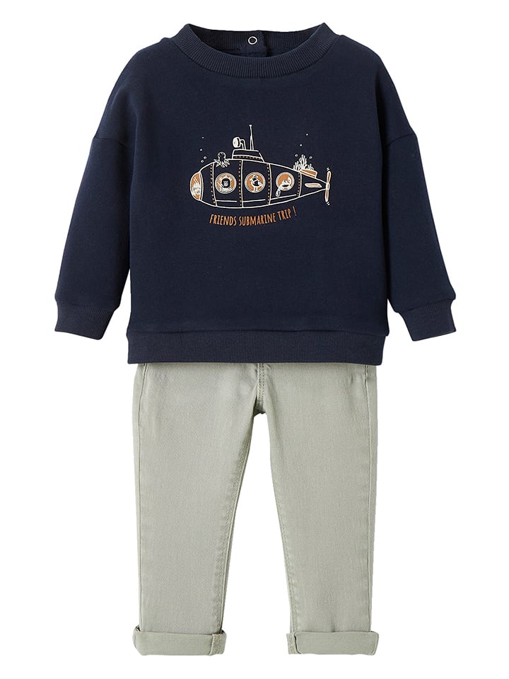 vertbaudet 2-częściowy zestaw w kolorze granatowo-szarym rozmiar: 62