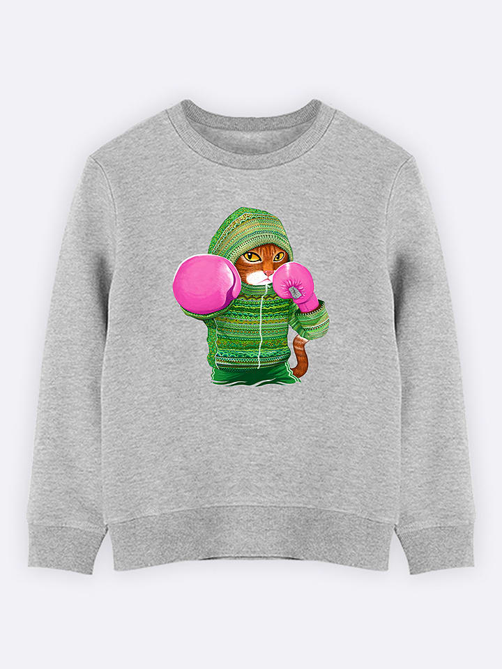 WOOOP Bluza "Boxing Cat Ginger" w kolorze szarym rozmiar: 152