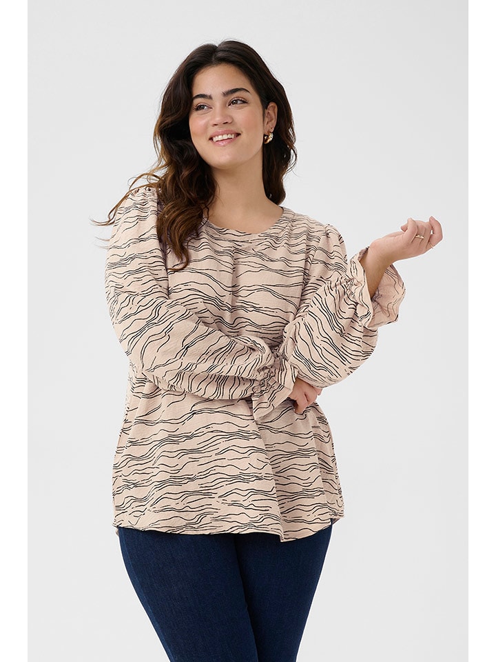 Kaffe Bluzka w kolorze beżowo-czarnym rozmiar: 50