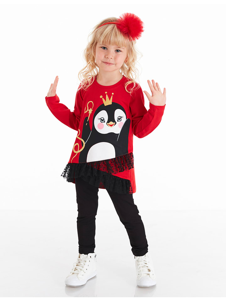 Denokids 2-częściowy zestaw "Penguin" w kolorze czarno-czerwonym rozmiar: 98