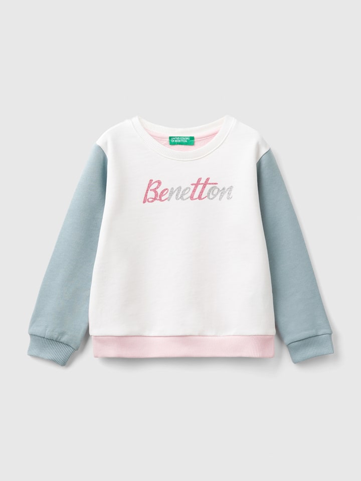 Benetton Bluza w kolorze błękitno-biało-jasnoróżowym rozmiar: 90