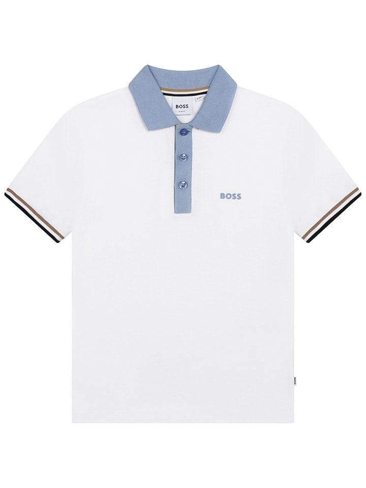Hugo Boss Kids Koszulka polo w kolorze błękito-białym rozmiar: 140