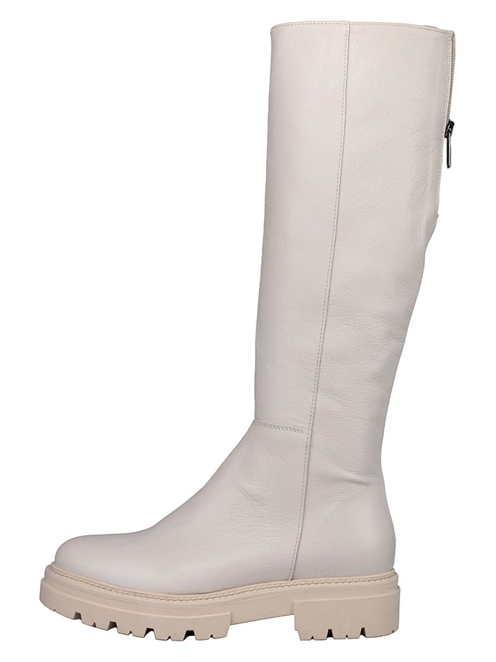 Skórzane kozaki w kolorze kremowym