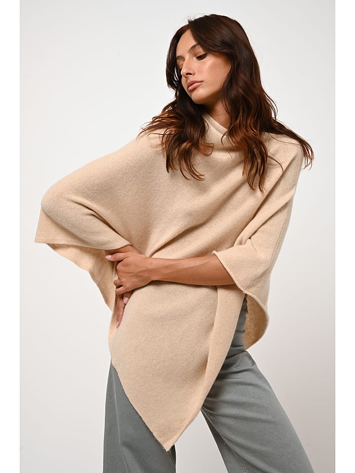 AUTHENTIC CASHMERE Kaszmirowe ponczo "Carra" w kolorze beżowym rozmiar: S