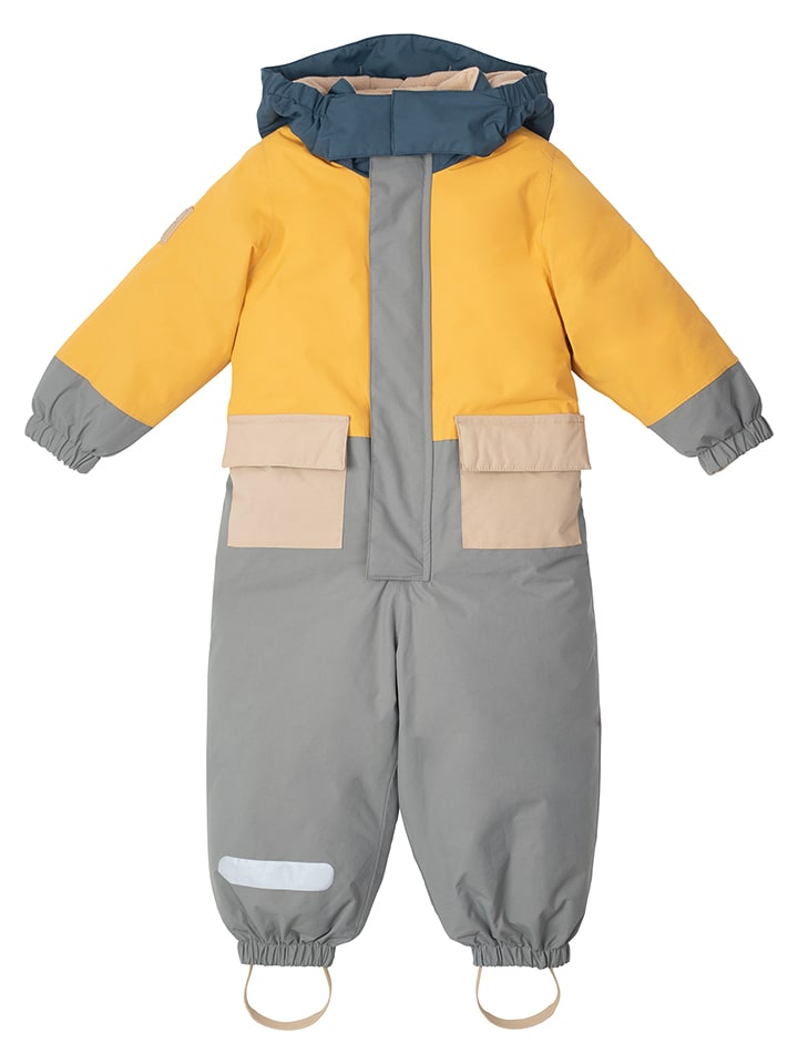 Kombinezon zimowy w kolorze szaro-żółtym