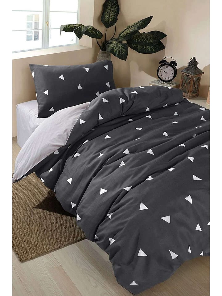 Colourful Cotton Komplet pościeli "Geometrik" w kolorze antracytowym rozmiar: 155x220 cm