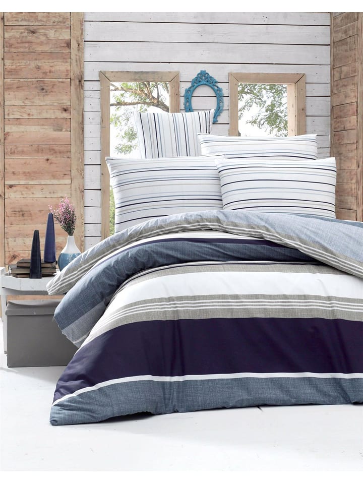 Elizabed Komplet pościeli renforcé "Savoy" w kolorze niebiesko-szarym rozmiar: 240x220 cm