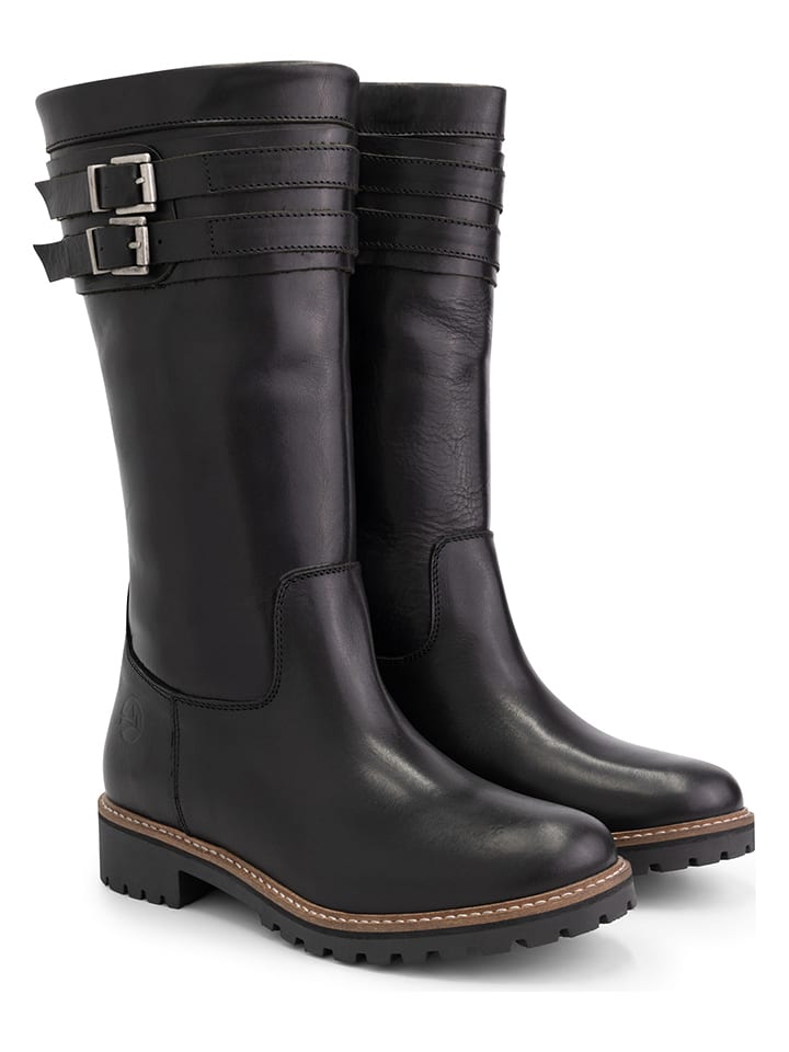 Skórzane kozaki "Solstad" w kolorze czarnym