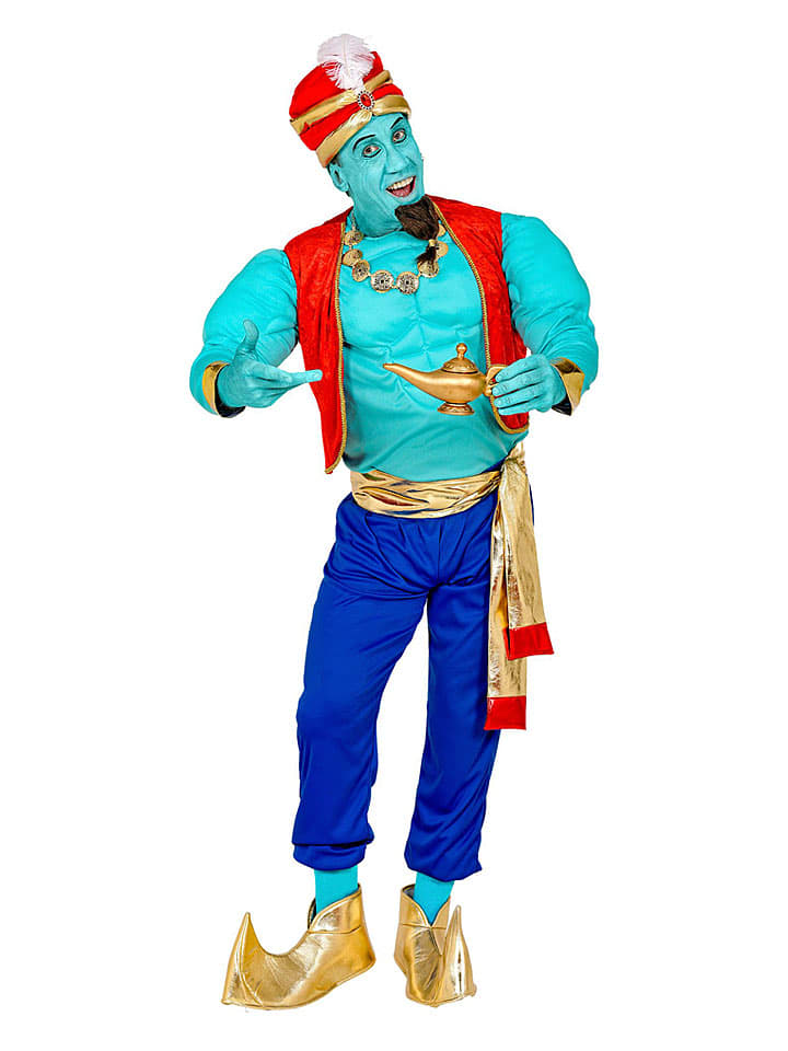 Carnival Party 6-częściowy kostium "Magic Genie" w kolorze turkusowo-niebiesko-czerwonym rozmiar: XXL