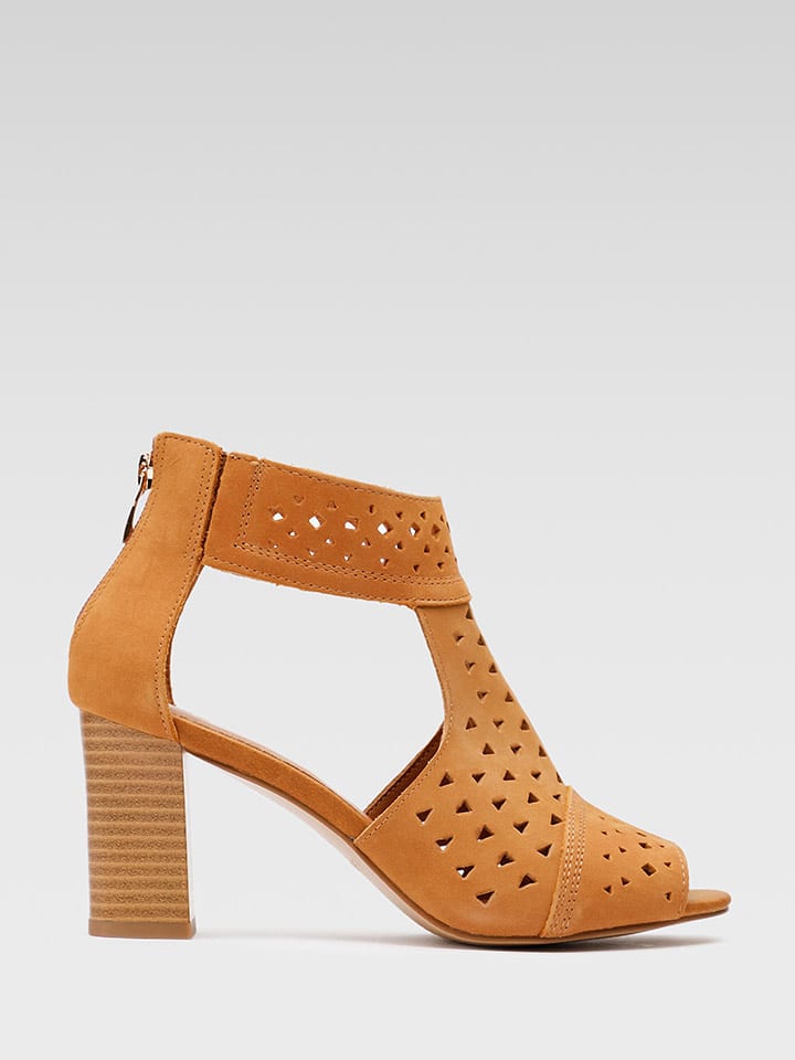 Lasocki Skórzane sandały w kolorze karmelowym rozmiar: 39