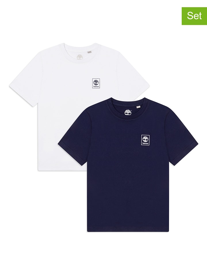 Koszulki (2 szt.) w kolorze granatowym i białym