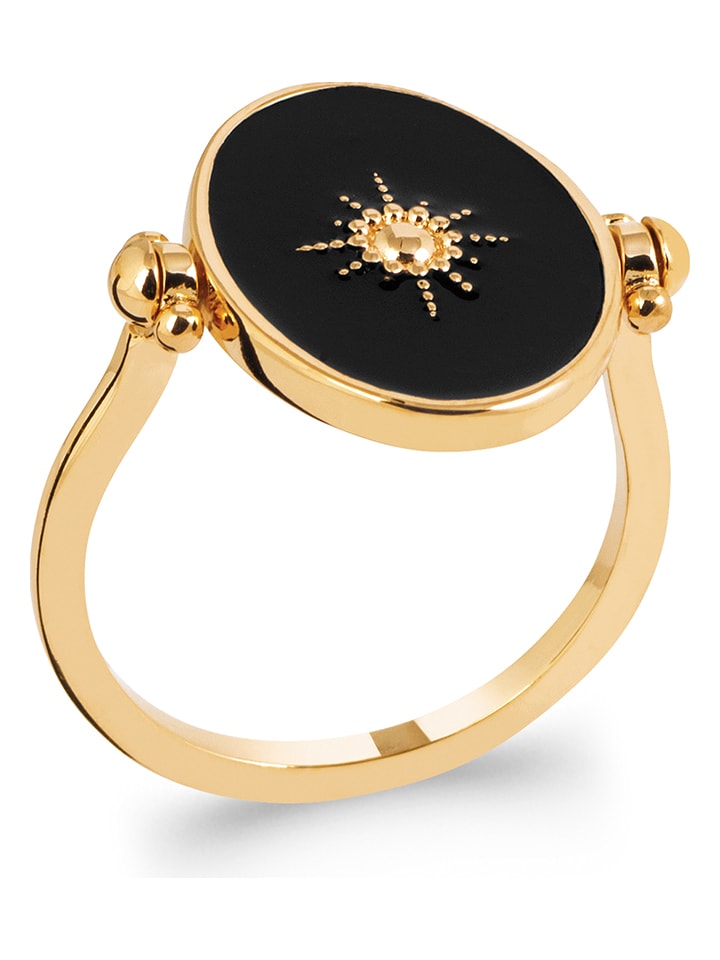 Pozłacany pierścionek z agatem