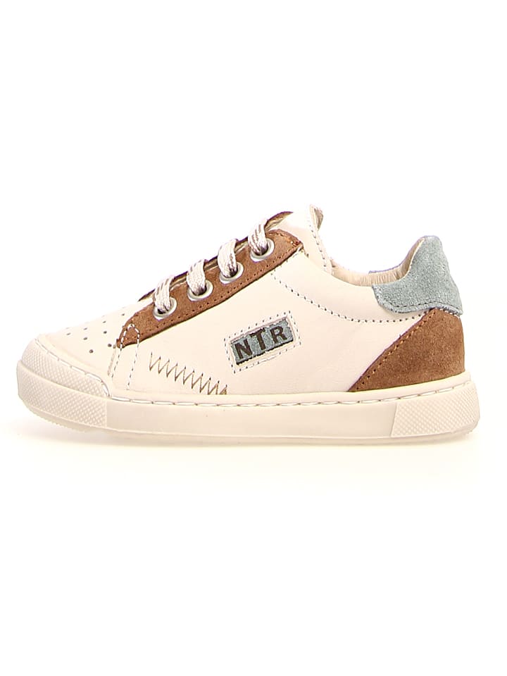 Naturino Skórzane sneakersy "Faluk" w kolorze kremowo-jasnobrązowym rozmiar: 28