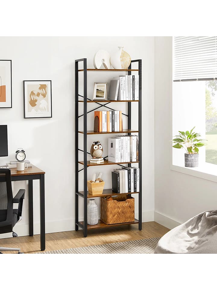 Evila Regał "Primo" w kolorze brązowo-czarnym na książki - 75 x 190 x 30 cm rozmiar: onesize