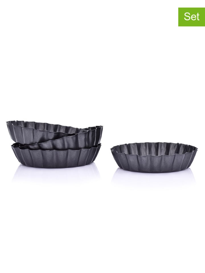 DUKA Formy (4 szt.) w kolorze czarnym na tartę - wys. 2,1 x Ø 10,3 cm rozmiar: onesize