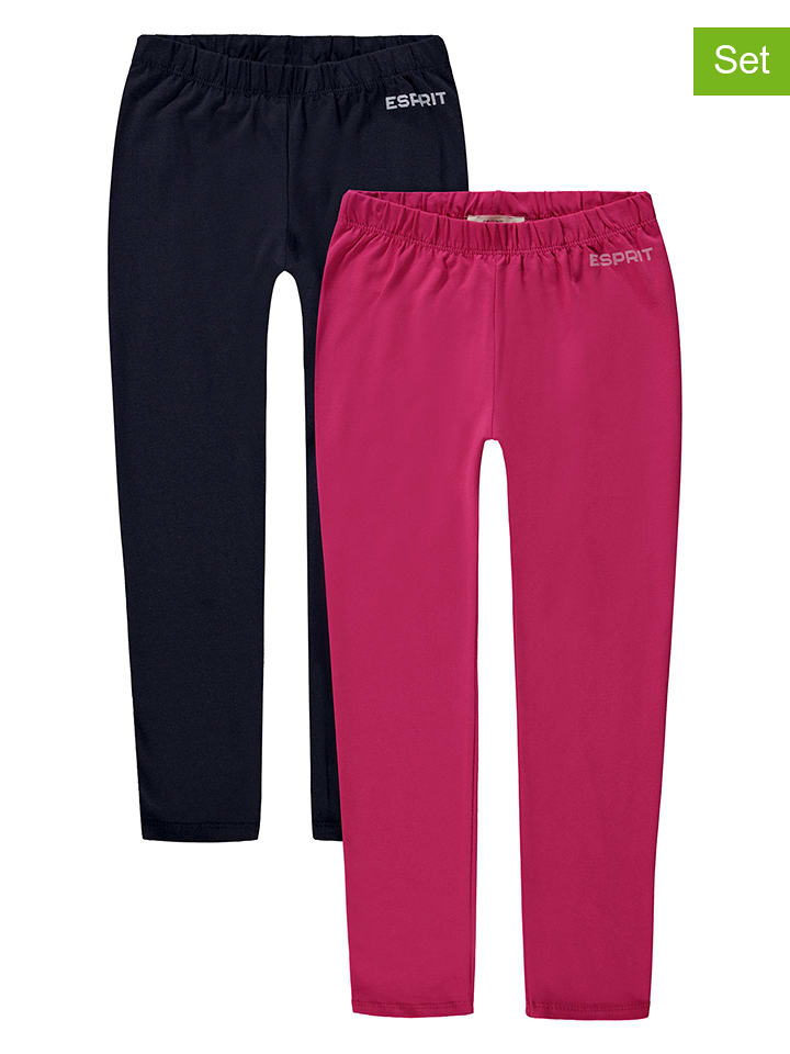 Legginsy (2 pary) w kolorze granatowym i różowym