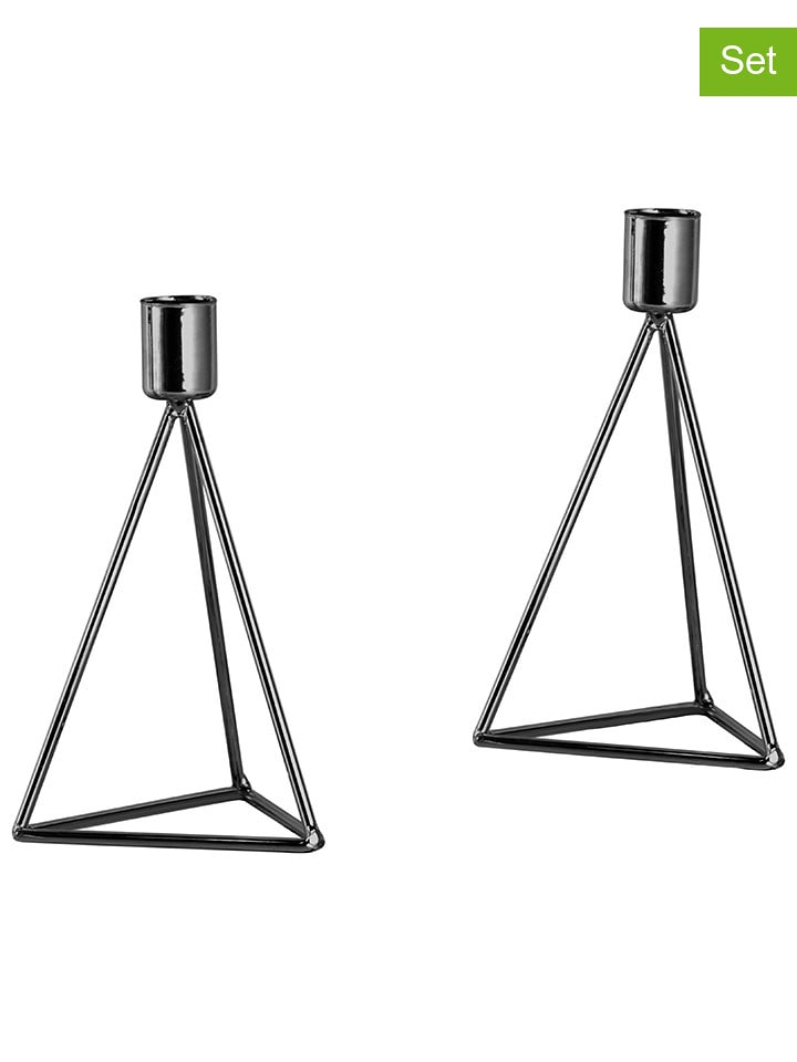 Echtwerk Świeczniki (2 szt.) "Diamond" w kolorze czarnym - 9,5 x 16,5 cm rozmiar: onesize