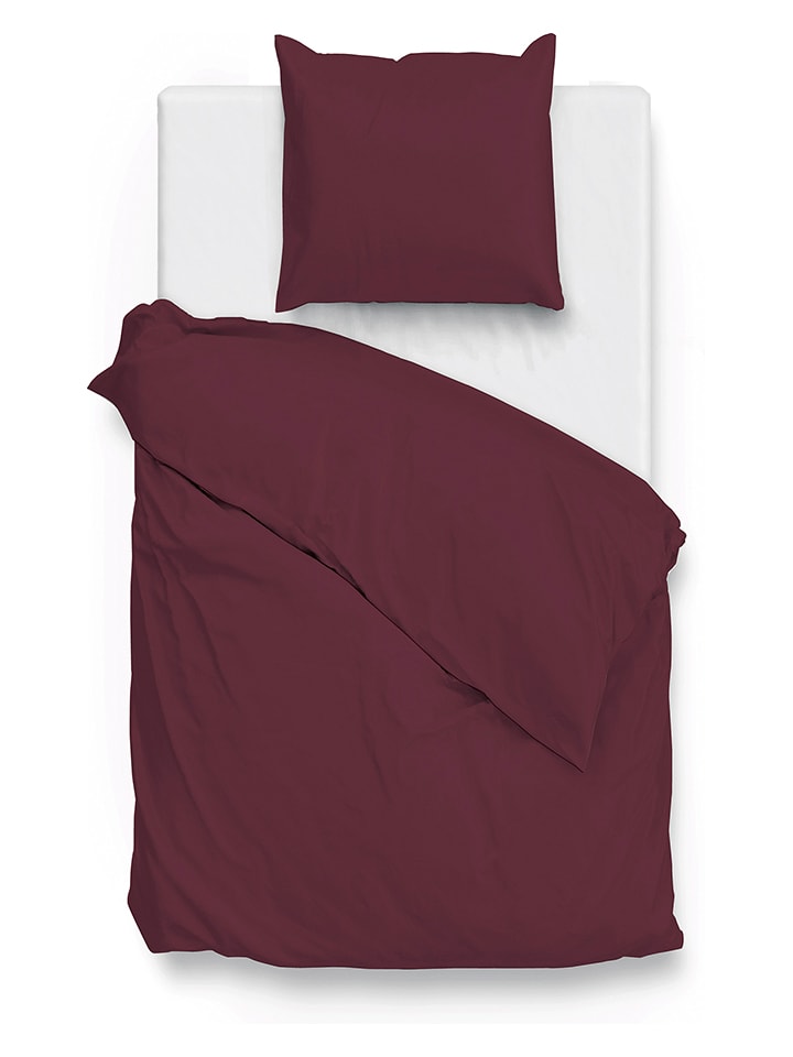 Komplet pościeli "Satinado" w kolorze bordowym z mako-satyny